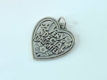 James Avery “A Very Special Daughter” etched Heart Charm 925 Sterling 7/8" JR205