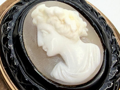Antique 10K Gold Hand Carved Shell Cameo Brooch Pendant 1900 JR1341