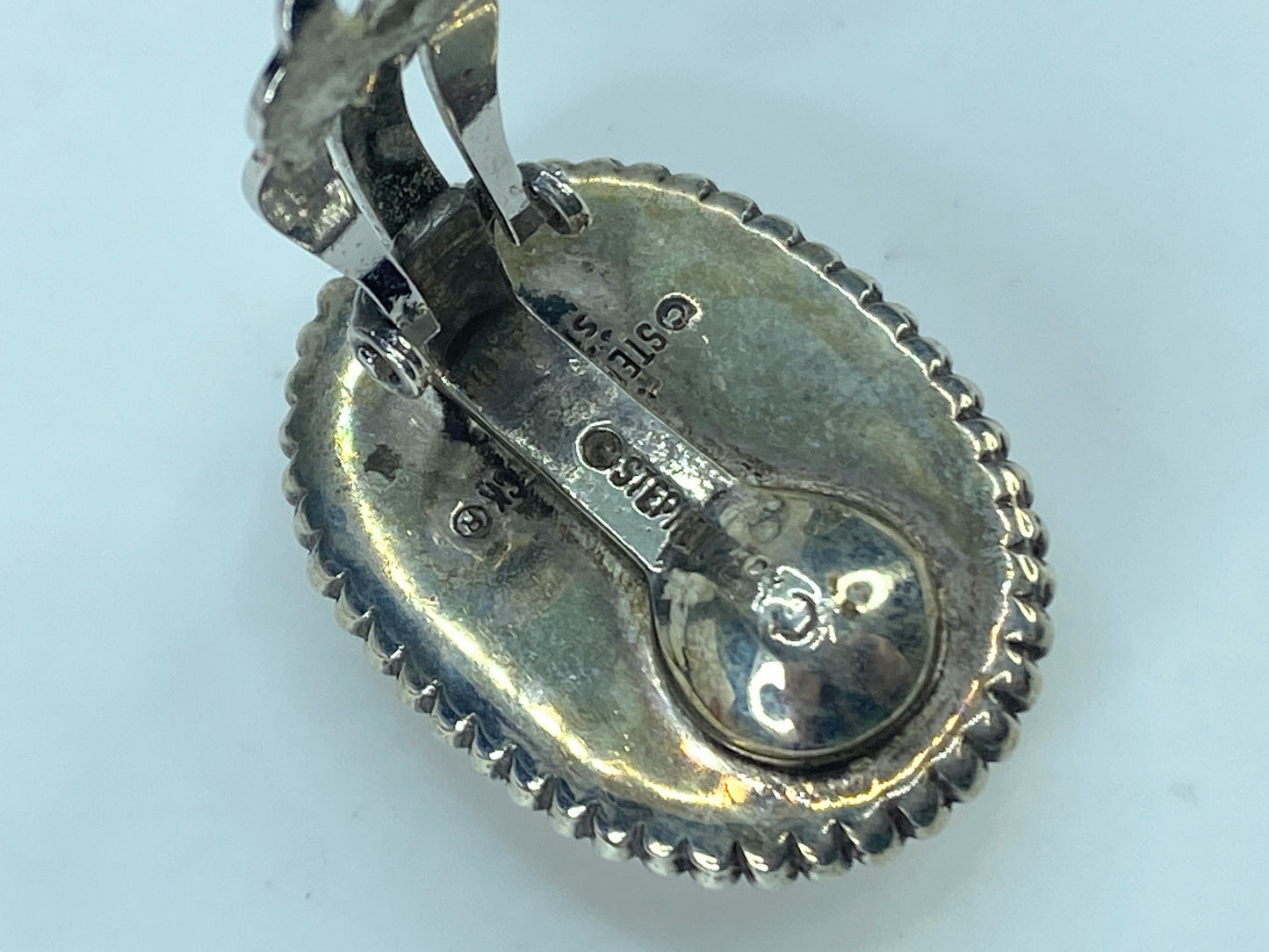Stephen Dweck Sterling MOP Bead set border clip on earrings 25g 1.25" JR845