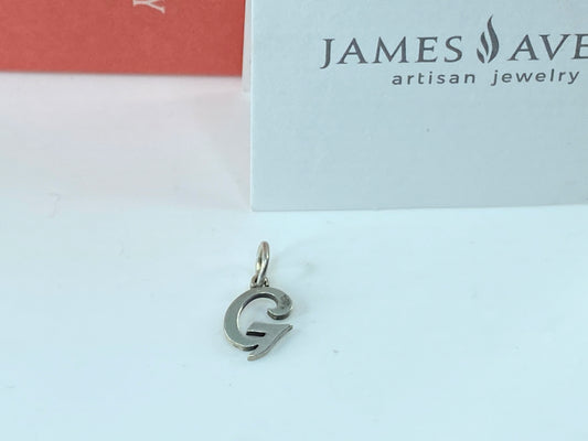 James Avery Script "G" Initial Letter Charm Sterling Silver w/box JR207