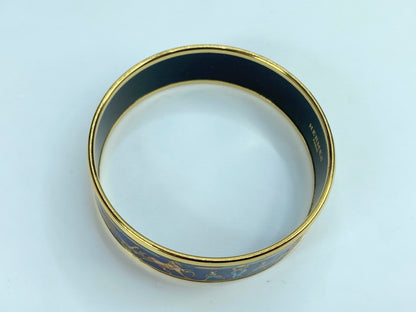 Hermès Horse and Carriage Equestrian 18mm Wide Enamel Bangle 7.5" GS563