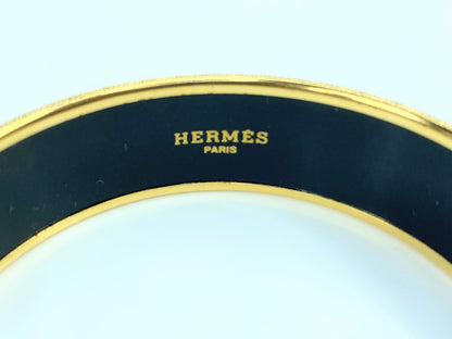 Hermès Horse and Carriage Equestrian 18mm Wide Enamel Bangle 7.5" GS563