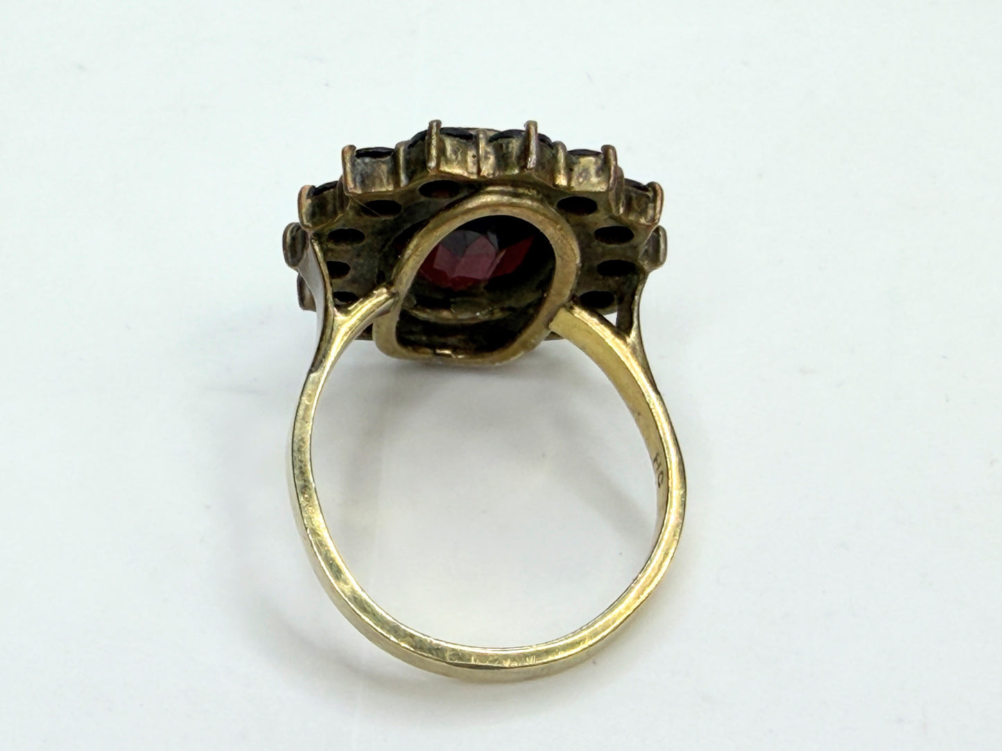 Antique Bohemian Garnet Cluster Ring 10K Gold 19th C JR1344