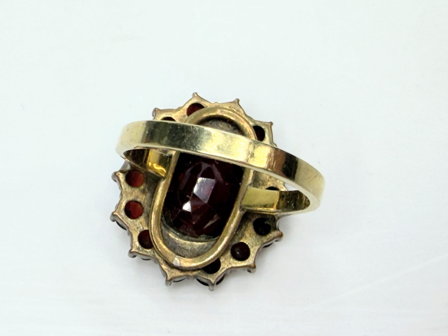 Antique Bohemian Garnet Cluster Ring 10K Gold 19th C JR1344