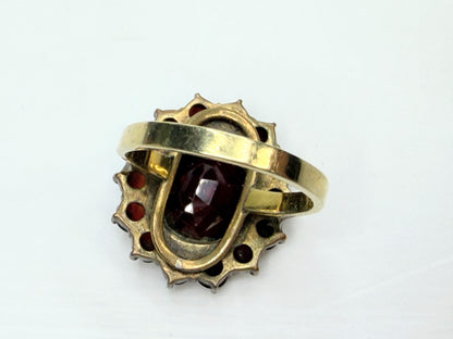Antique Bohemian Garnet Cluster Ring 10K Gold 19th C JR1344