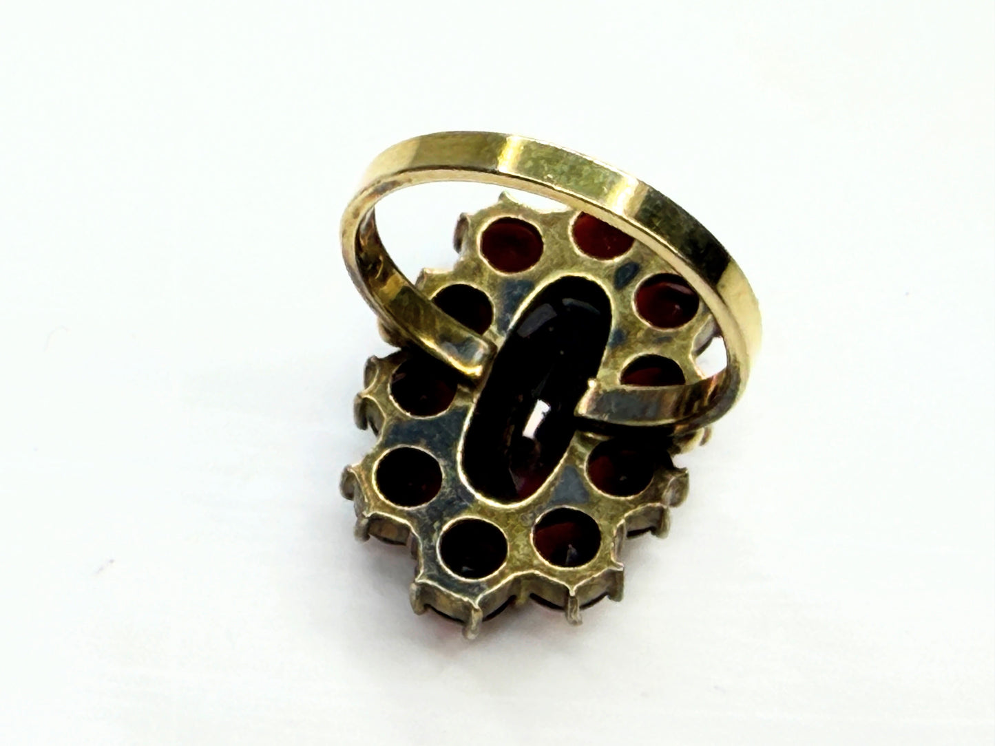 Antique Bohemian Garnet 10K Gold Cluster Ring c1900 JR1345
