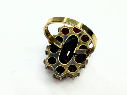 Antique Bohemian Garnet 10K Gold Cluster Ring c1900 JR1345