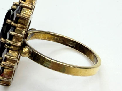 Antique Bohemian Garnet 10K Gold Cluster Ring c1900 JR1345