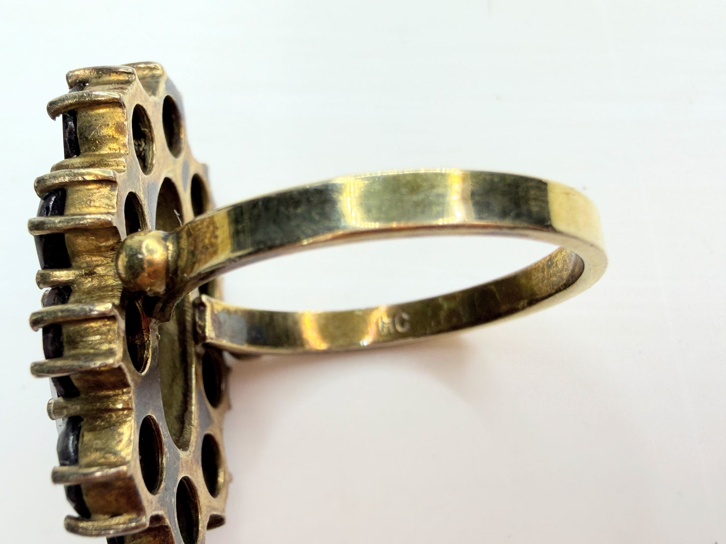 Antique Bohemian Garnet 10K Gold Cluster Ring c1900 JR1345