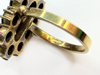 Antique Bohemian Garnet 10K Gold Cluster Ring c1900 JR1345