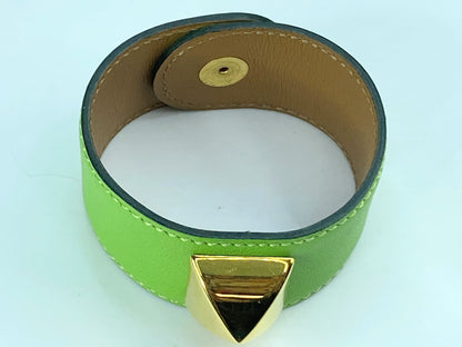 Hermès Collier de chien bracelet in Kelly Green Leather with pouch GS565