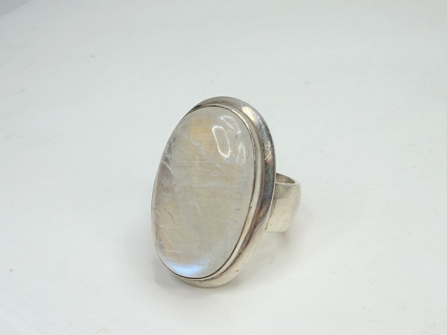 Rainbow Moonstone Sterling Silver Statement Ring 8.75 JR1346