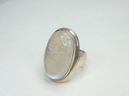 Rainbow Moonstone Sterling Silver Statement Ring 8.75 JR1346