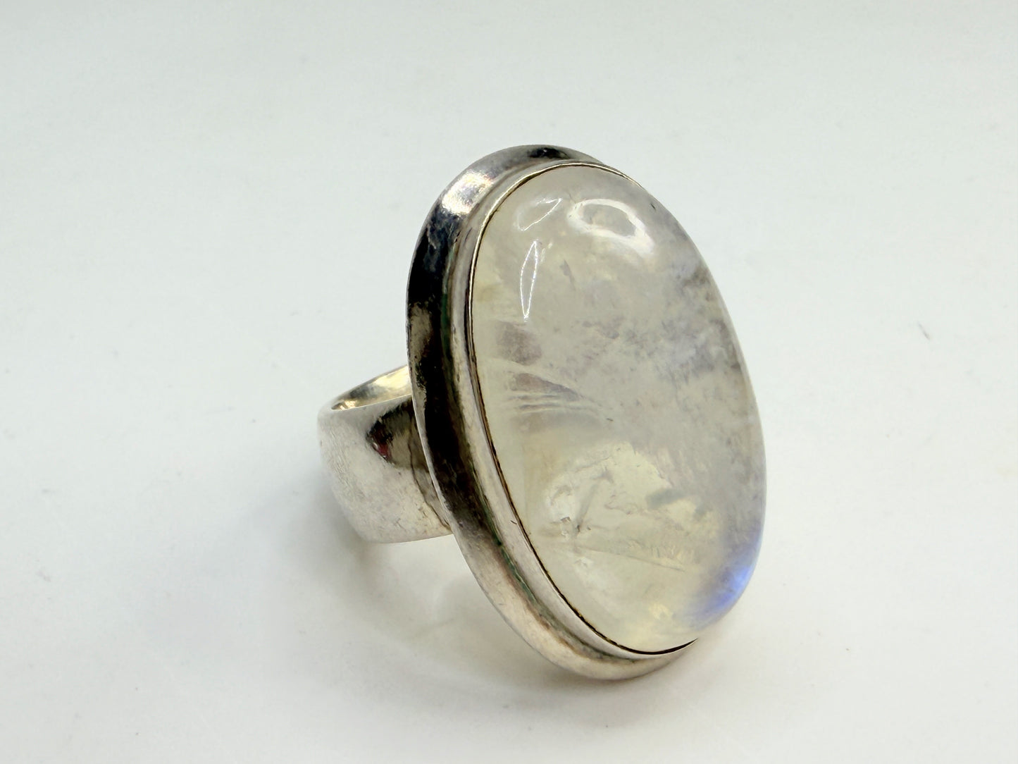 Rainbow Moonstone Sterling Silver Statement Ring 8.75 JR1346