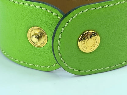 Hermès Collier de chien bracelet in Kelly Green Leather with pouch GS565