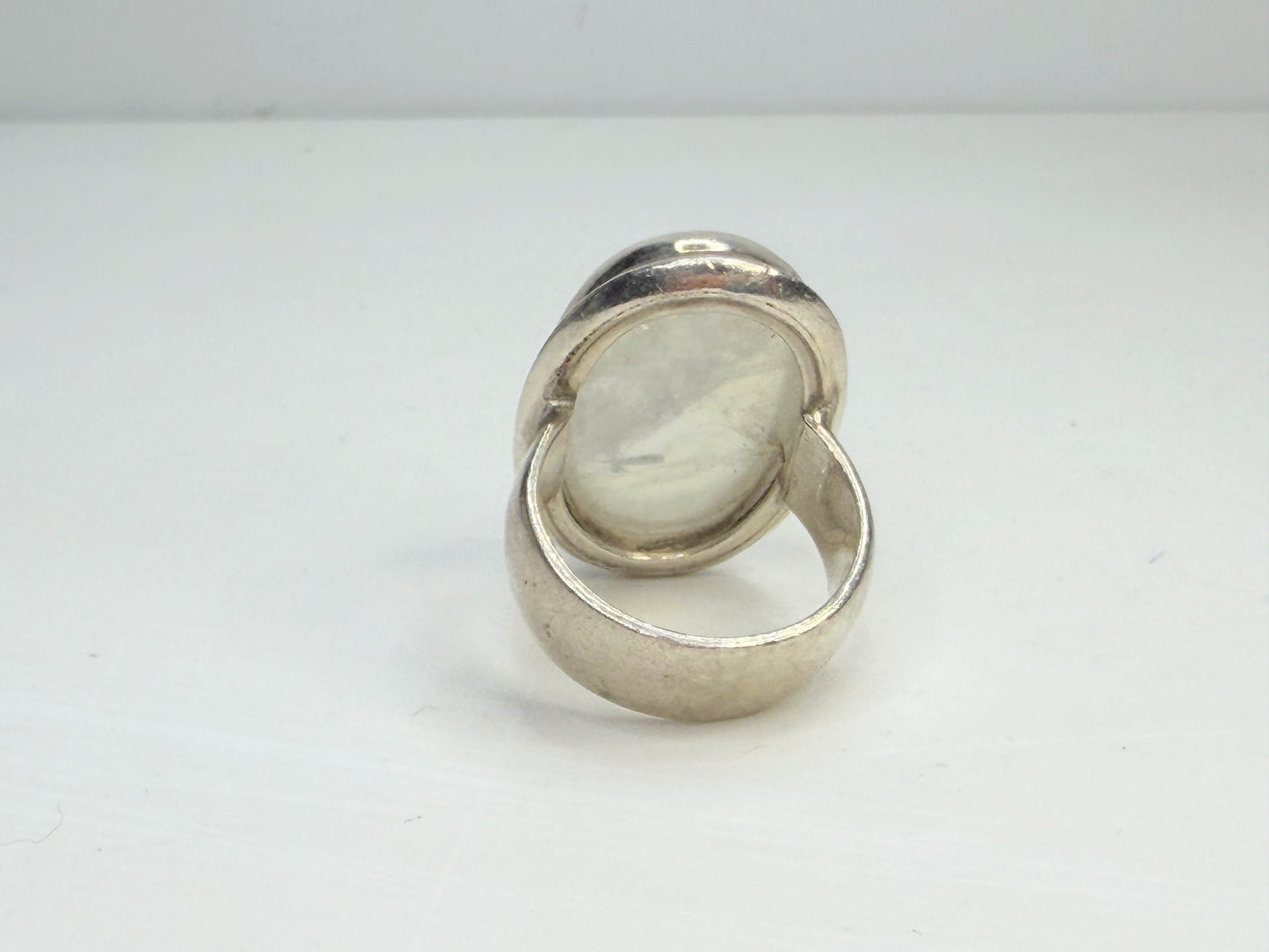 Rainbow Moonstone Sterling Silver Statement Ring 8.75 JR1346