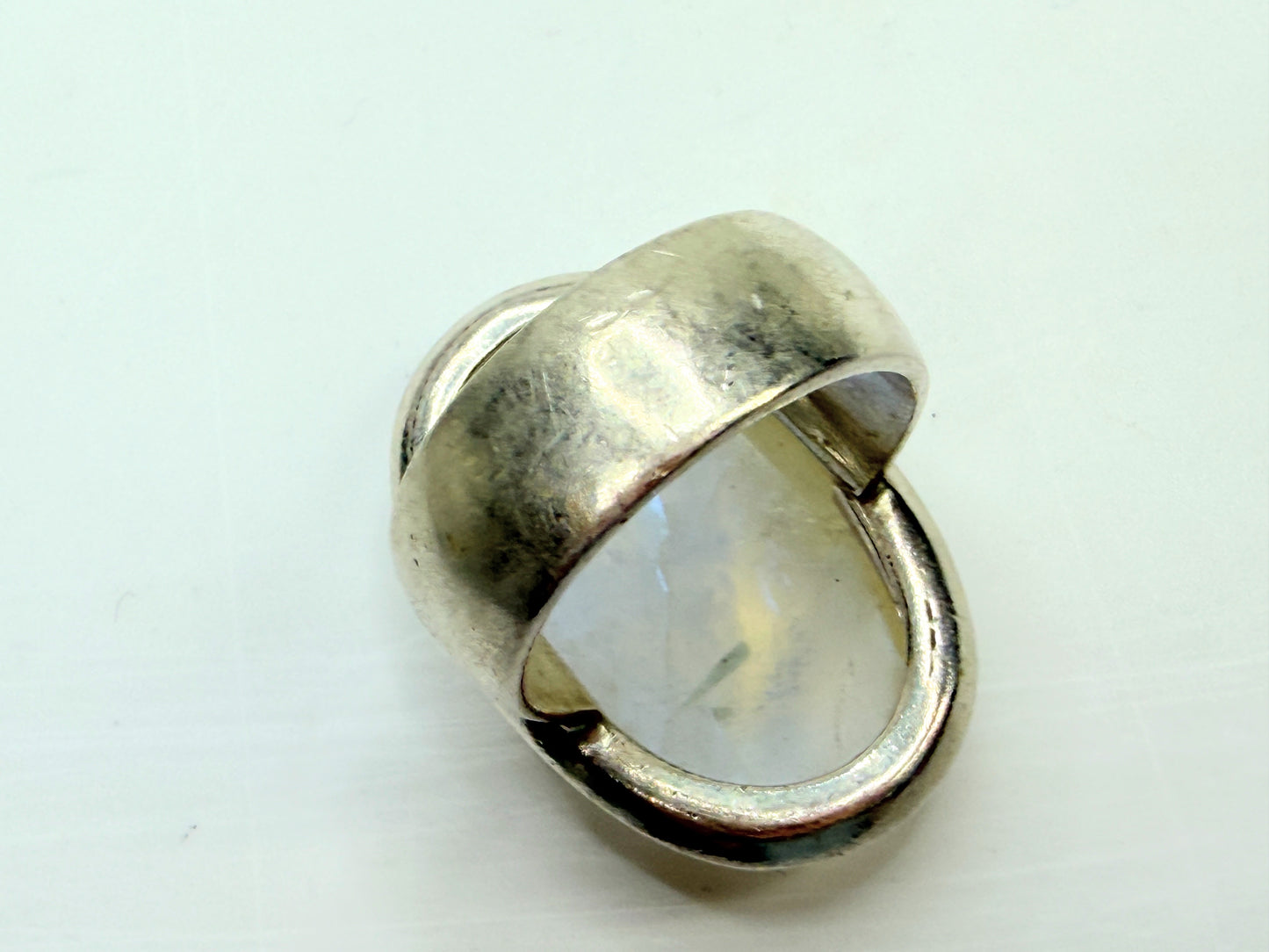 Rainbow Moonstone Sterling Silver Statement Ring 8.75 JR1346