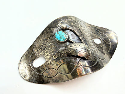 Navajo David F. Garciahand made Sterling Turquoise Hair Barrette 53.2g SS202