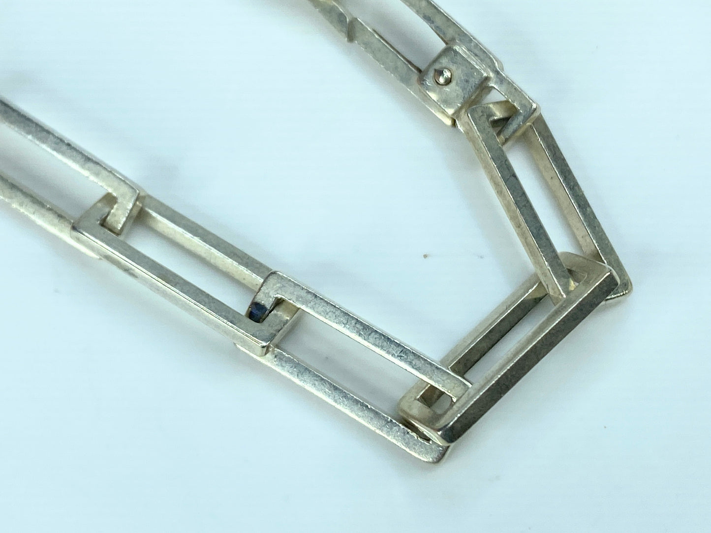 Gucci sterling Rectangular corner edge men bracelet w/pouch 7.75" 16.4g JR846