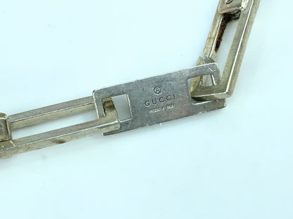 Gucci sterling Rectangular corner edge men bracelet w/pouch 7.75" 16.4g JR846