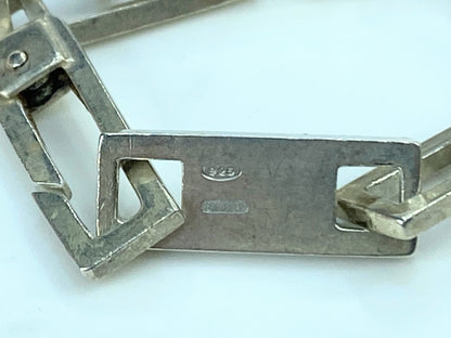 Gucci sterling Rectangular corner edge men bracelet w/pouch 7.75" 16.4g JR846