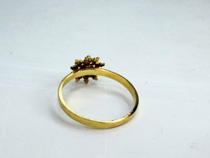 Ornate 10K Gold Granulation Starburst Ring Size 7.5 JR1347