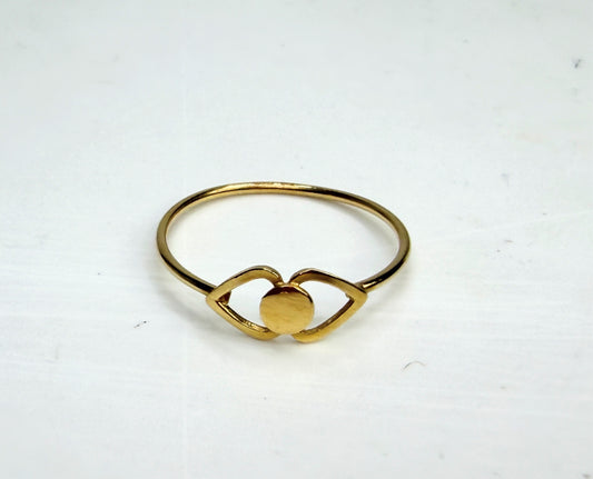 Vintage 18K Gold Minimalist Open Heart Ring Petite Size Fine 750 JR1348