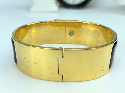 Hermes  Enamel Printed Clic Clac Wide song bird Bracelet GM w/box 6.75" GS567