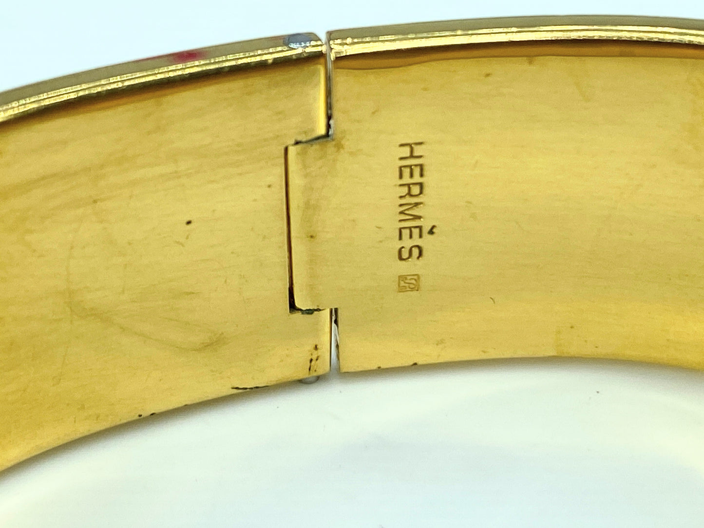 Hermes  Enamel Printed Clic Clac Wide song bird Bracelet GM w/box 6.75" GS567