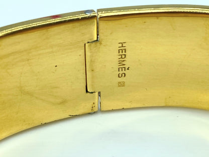 Hermes  Enamel Printed Clic Clac Wide song bird Bracelet GM w/box 6.75" GS567