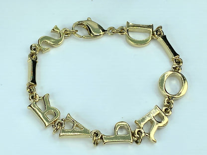 Christian Dior Bracelet Gold Auth Golden Letters bracelet 7 .75" 14.6g GS568