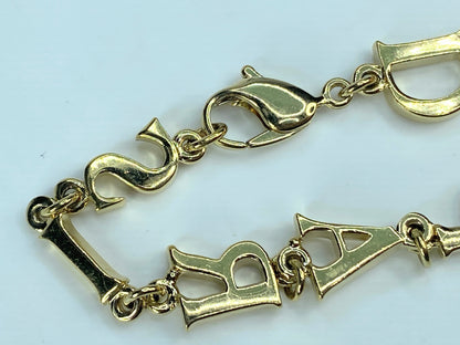 Christian Dior Bracelet Gold Auth Golden Letters bracelet 7 .75" 14.6g GS568