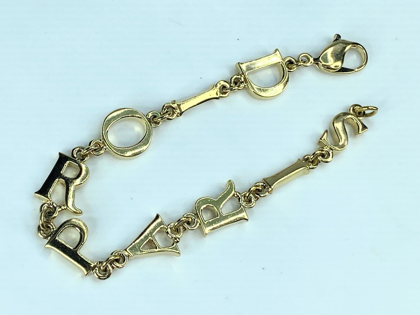 Christian Dior Bracelet Gold Auth Golden Letters bracelet 7 .75" 14.6g GS568