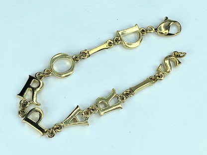 Christian Dior Bracelet Gold Auth Golden Letters bracelet 7 .75" 14.6g GS568
