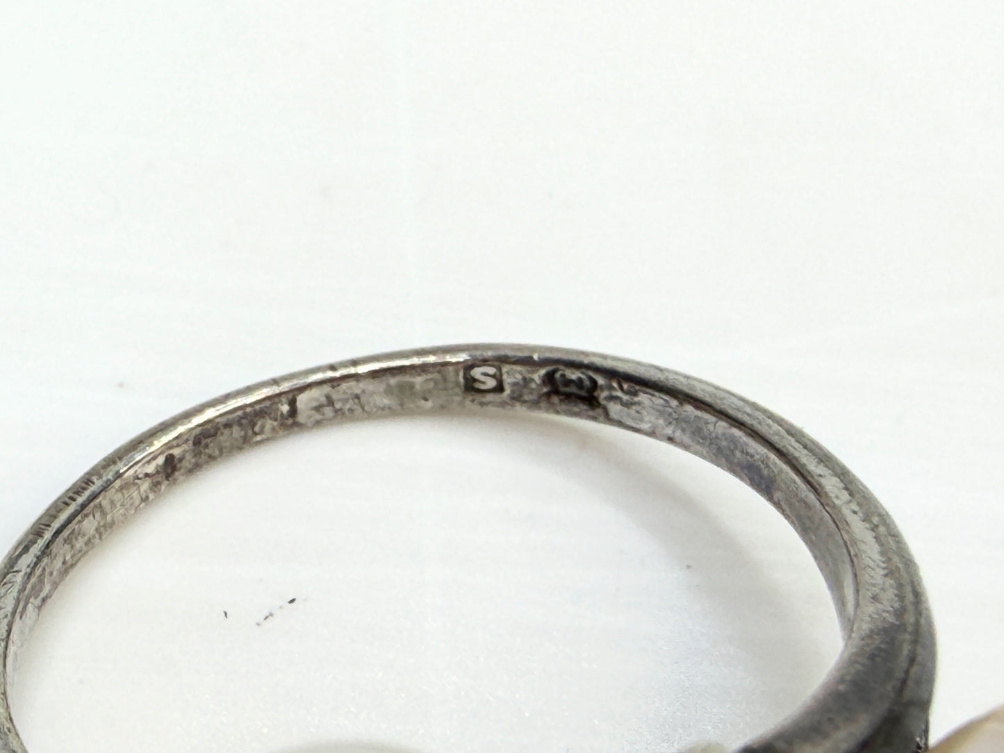 Art Deco Mikimoto Four Pearl Cluster Ring Silver Size 5.75 JR1349