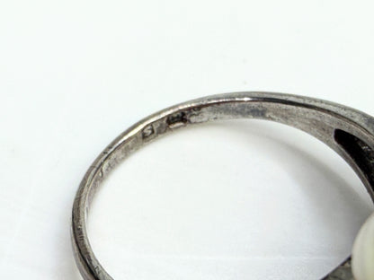 Art Deco Mikimoto Four Pearl Cluster Ring Silver Size 5.75 JR1349