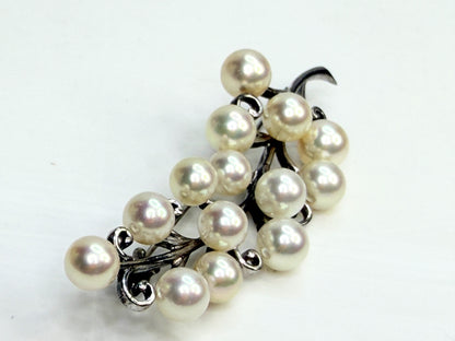 Aer Deco Mikimoto Pearl Brooch 14 Akoya 925 Silver Early C JR1350