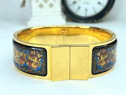 Hermes cloisonne enamel golden click and clack Flacon ethnic horse design GS570