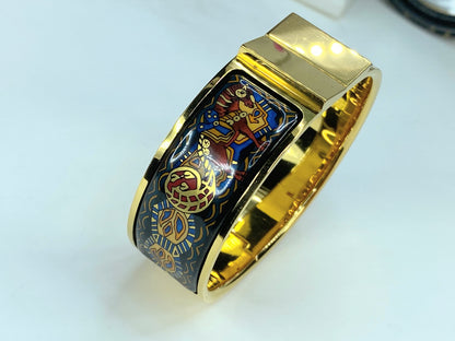 Hermes cloisonne enamel golden click and clack Flacon ethnic horse design GS570