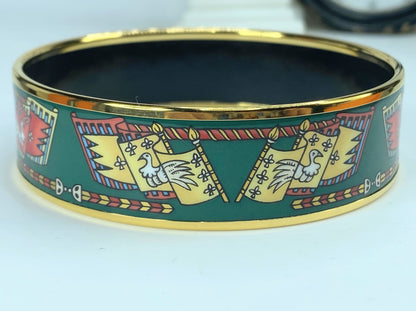 Hermes bracelet 20mm enamel GM bird animal bangle enamel 8.25" GS571