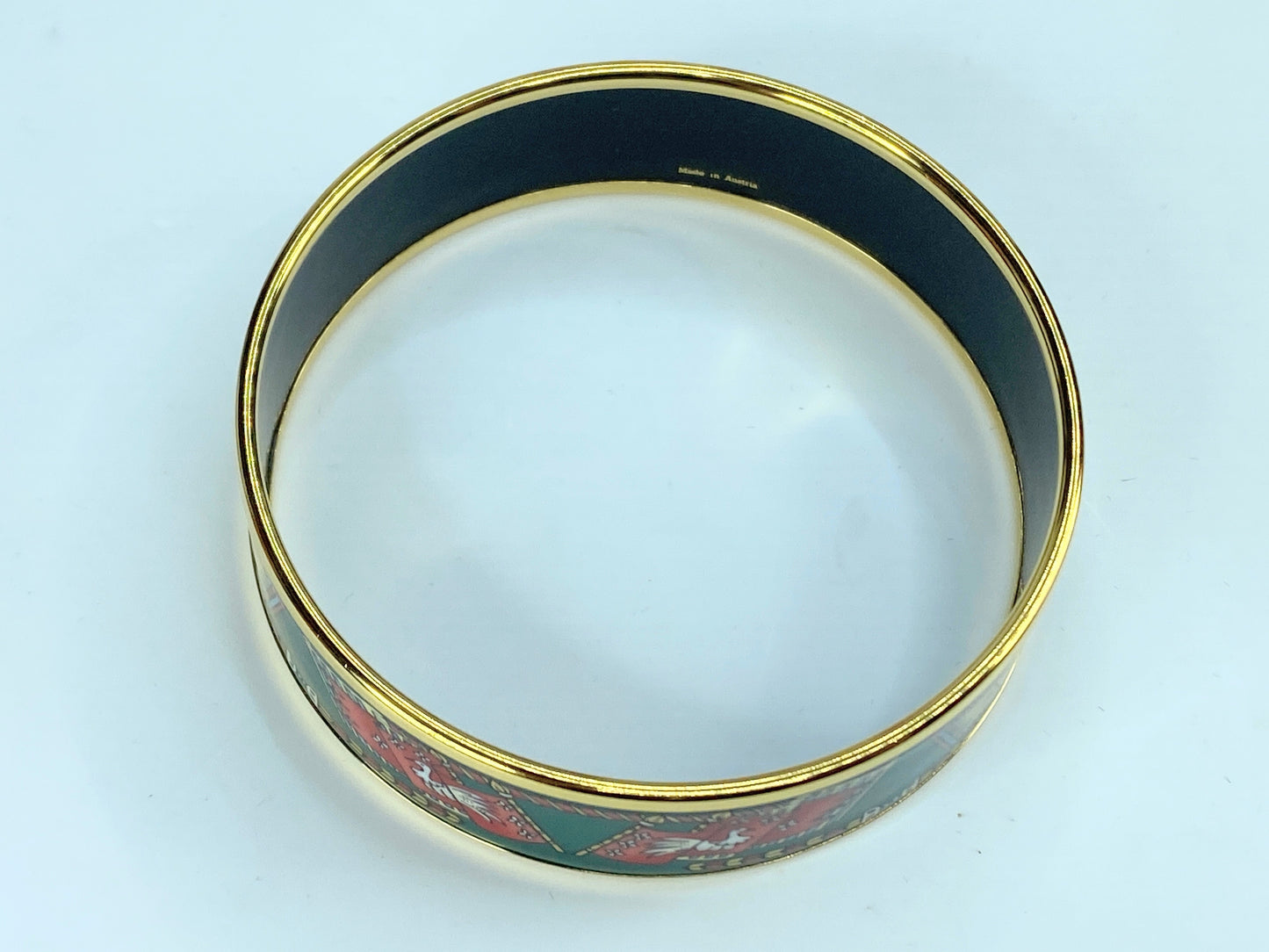 Hermes bracelet 20mm enamel GM bird animal bangle enamel 8.25" GS571
