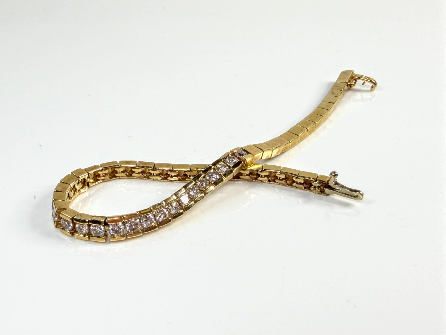 Vintage 14K Gold 2ct Diamond Tennis Bracelet 6.75" 14.3g JR2069