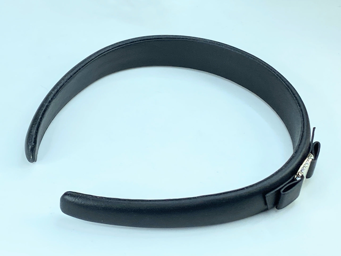 Salvatore Ferragamo Black Vara Bow Embellished Leather Silver headband GS580