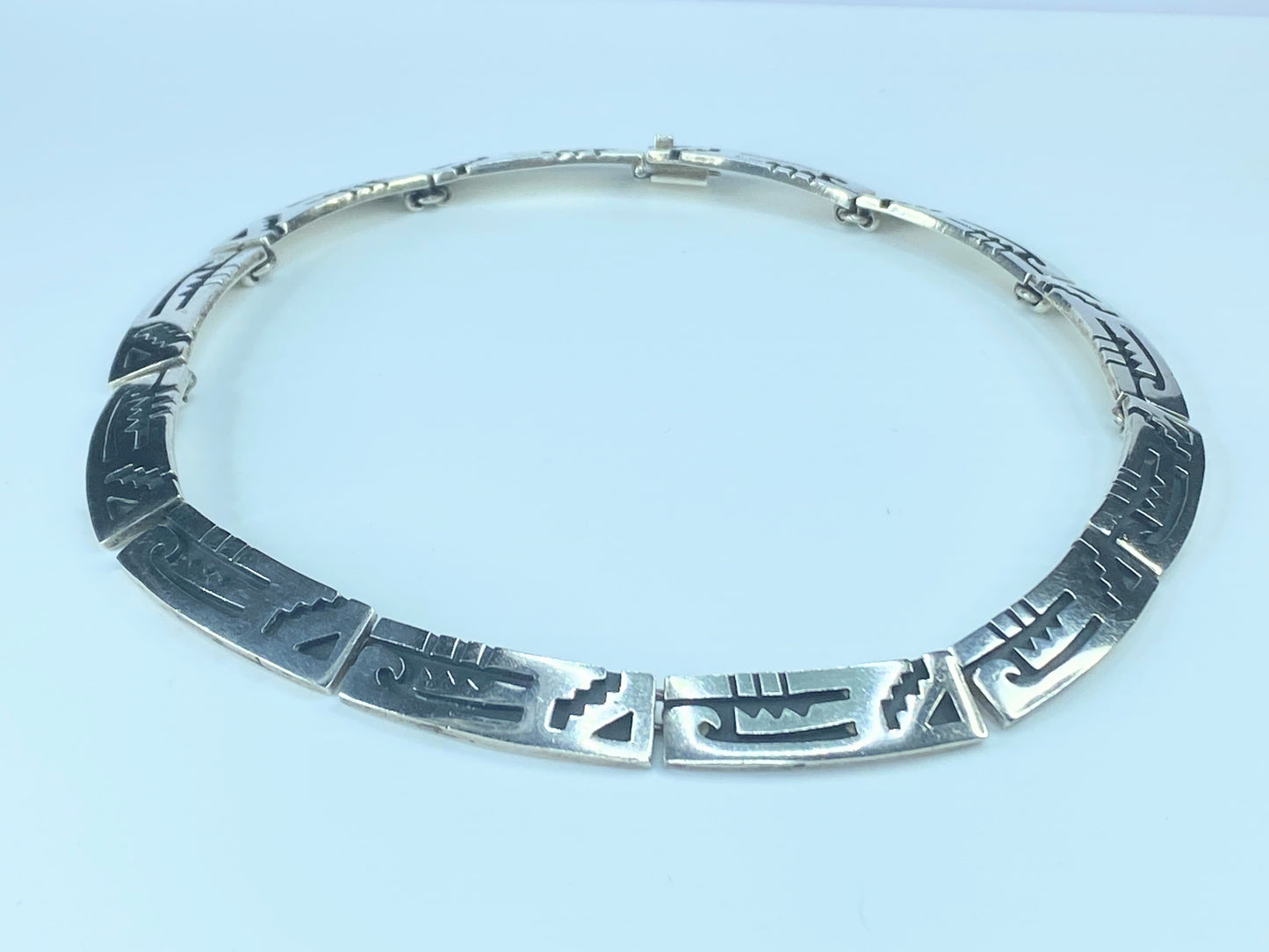 Sterling Silver 925 Hopi style link choker necklace