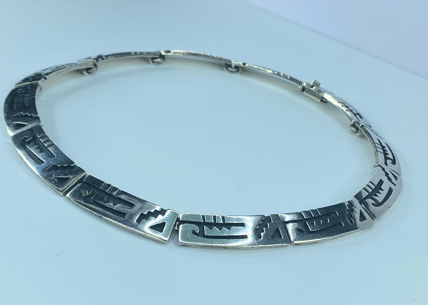 Sterling Silver 925 Hopi style link choker necklace