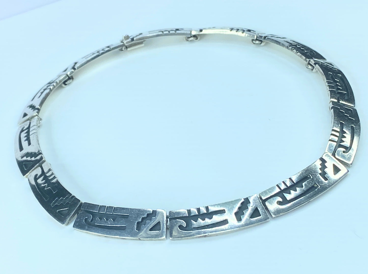 Sterling Silver 925 Hopi style link choker necklace