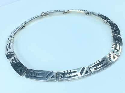 Sterling Silver 925 Hopi style link choker necklace