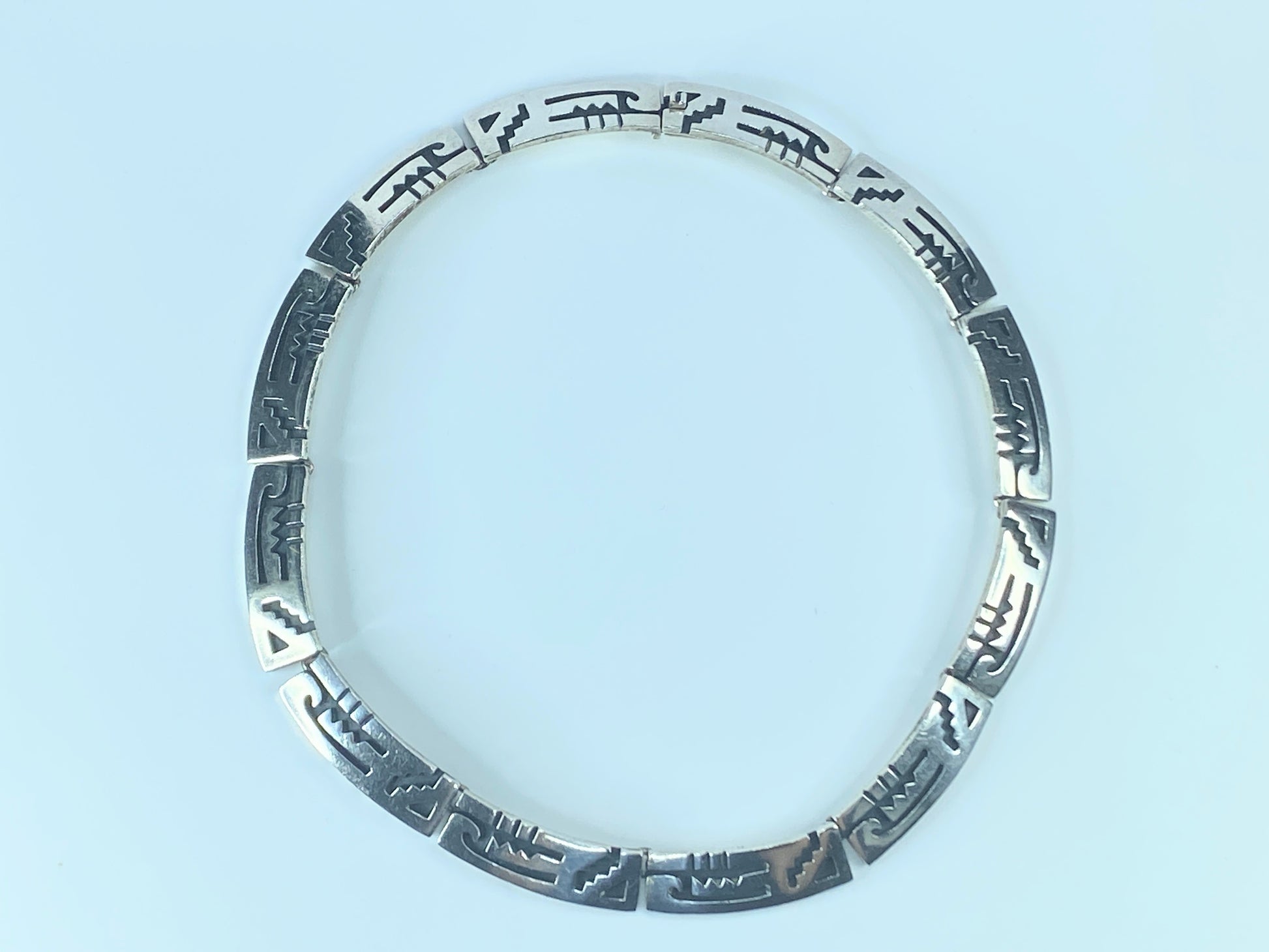 Sterling Silver 925 Hopi style link choker necklace