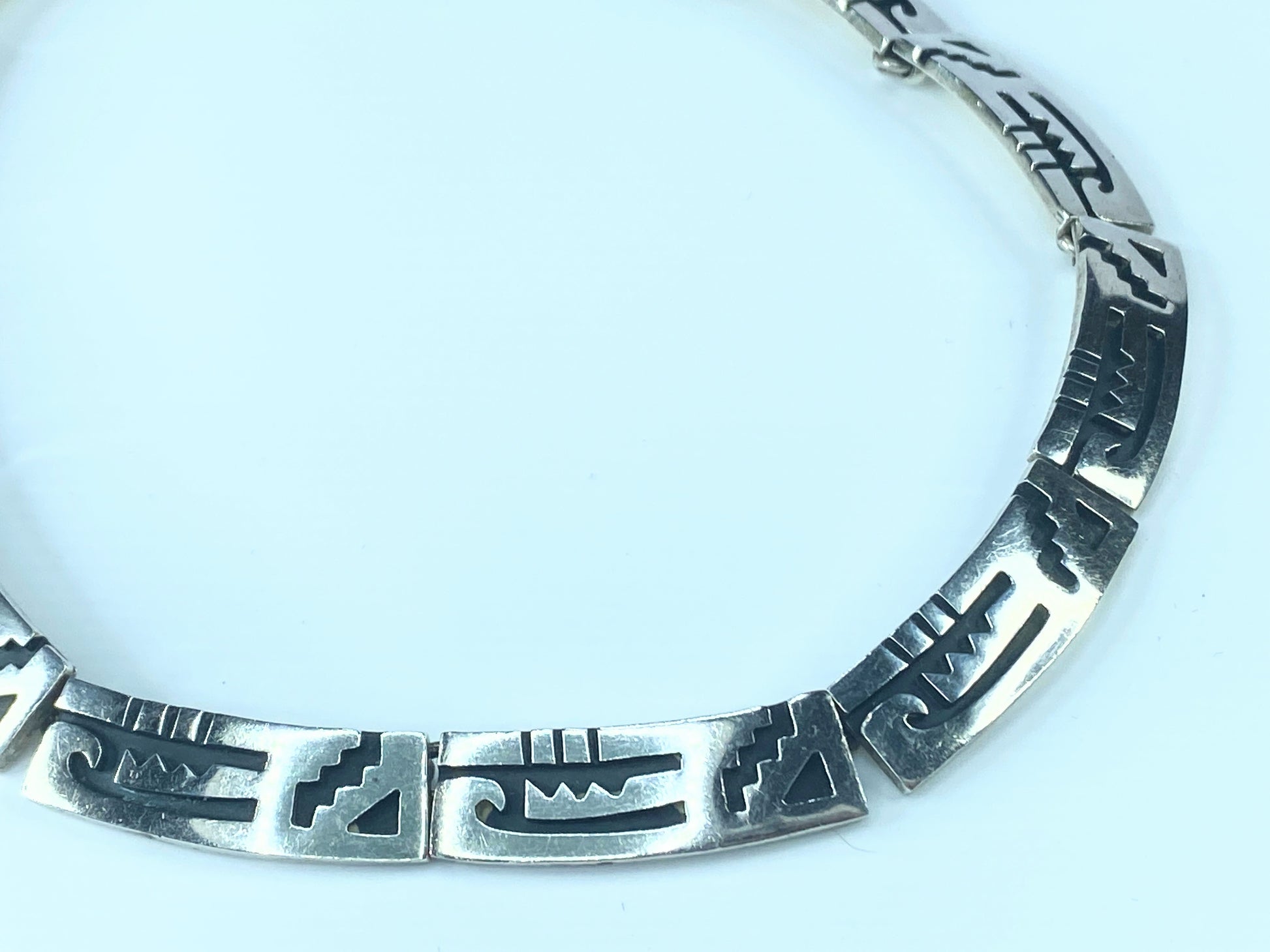 Sterling Silver 925 Hopi style link choker necklace