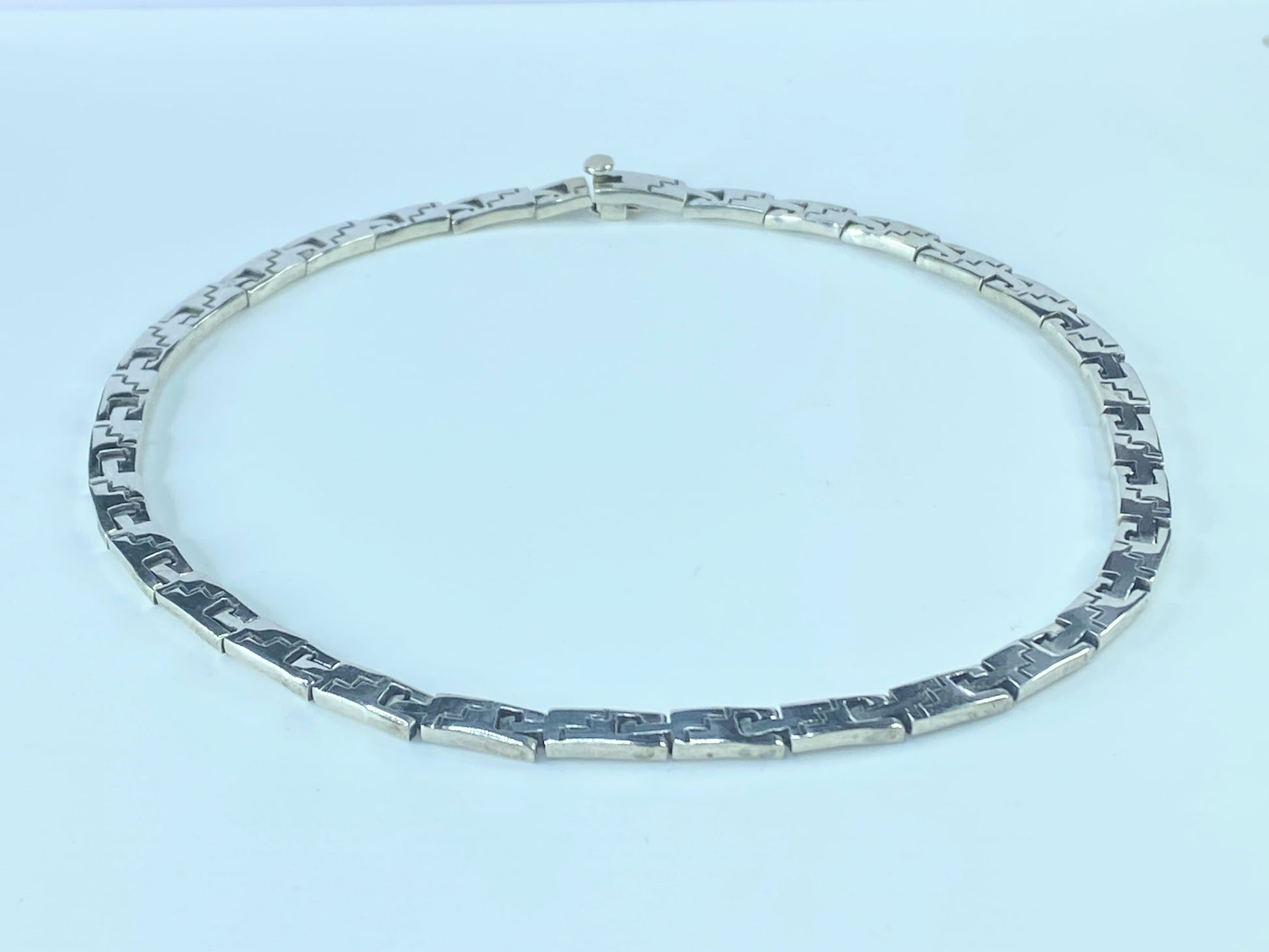 Sterling Silver 925 Hopi style Geometric Link 7mm choker necklace